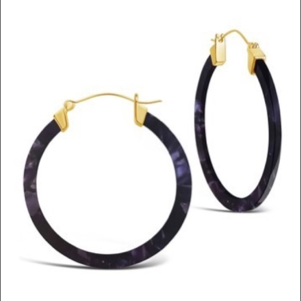 Sterling Forever Amethyst Resin 50mm Hoop Earrings